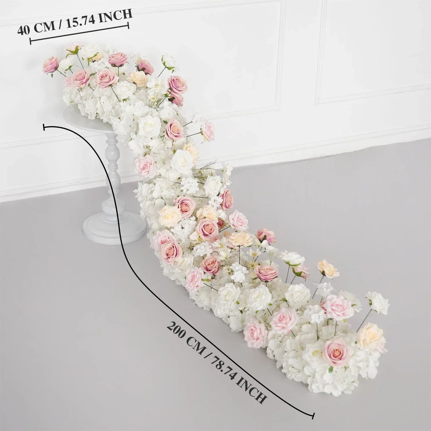Uflower Champagne Pink Rose Table Runner Sofa Floral Wedding Backdrop Decor SET80132 - Uflower