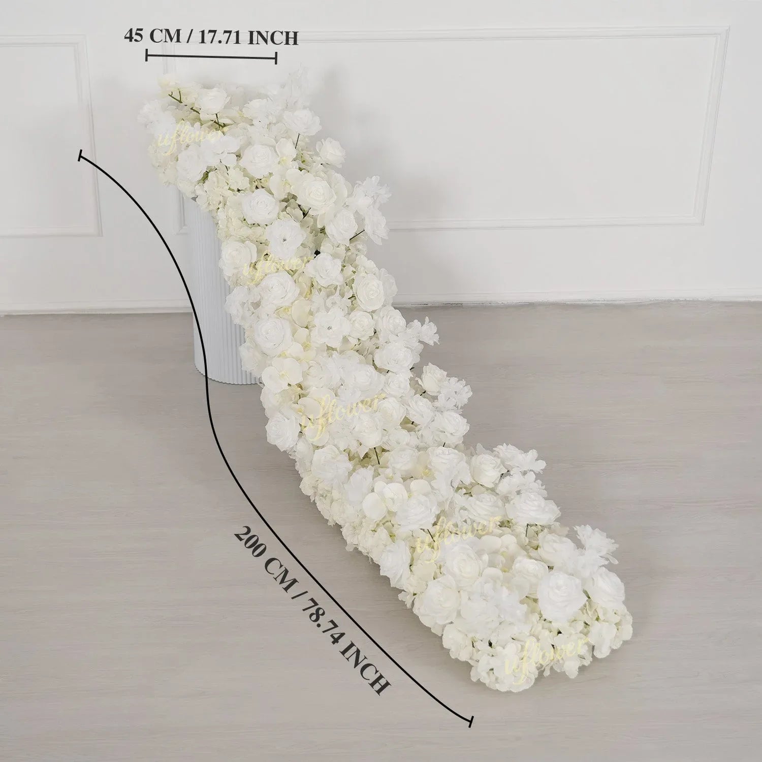 Uflower White Orchid Rose Table Runner Sofa Floral Wedding Backdrop Decor SET80185 - Uflower