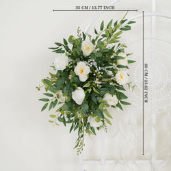 Artificial White Green Wedding KT Backdrop Flower Row Decor