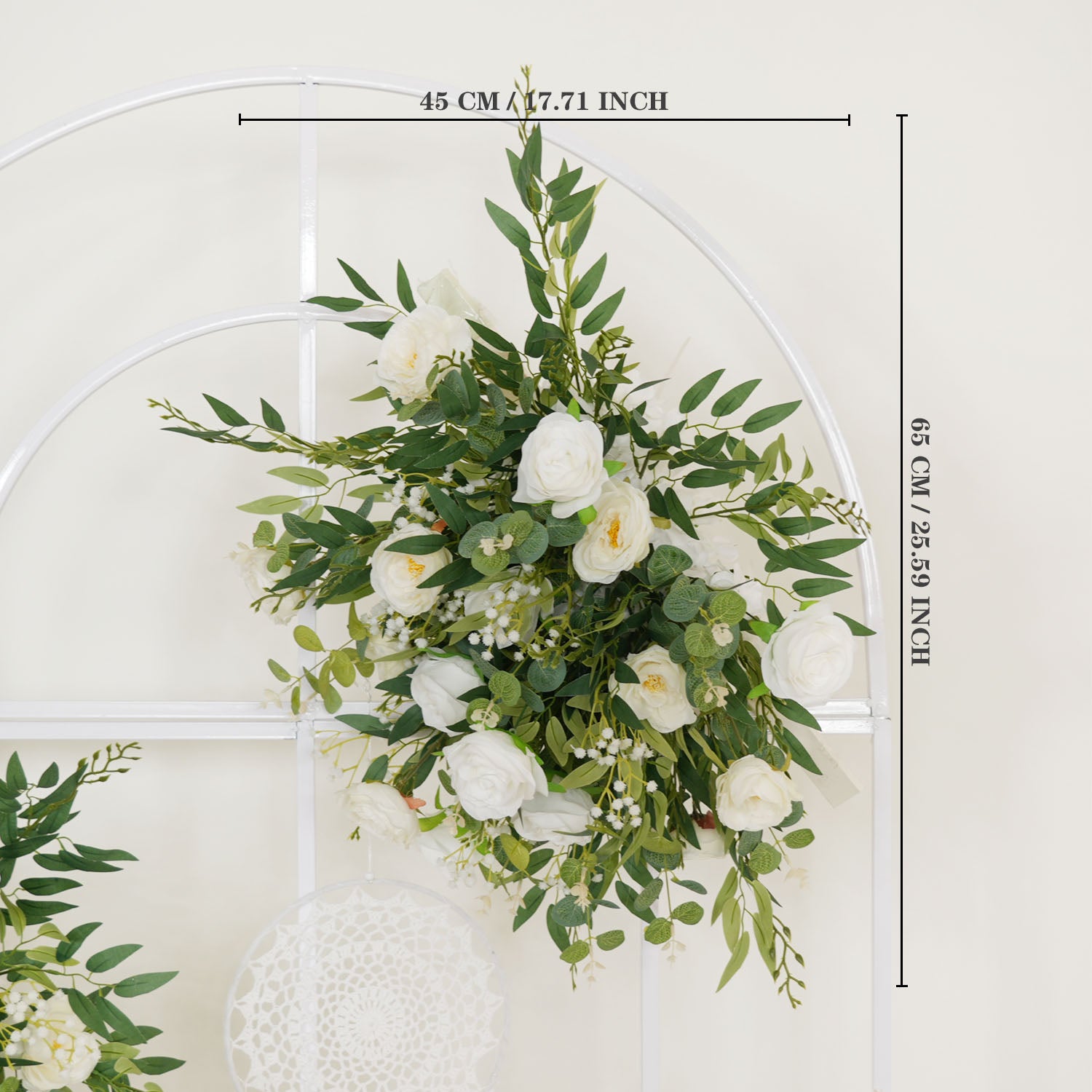 Artificial White Green Wedding KT Backdrop Flower Row Decor