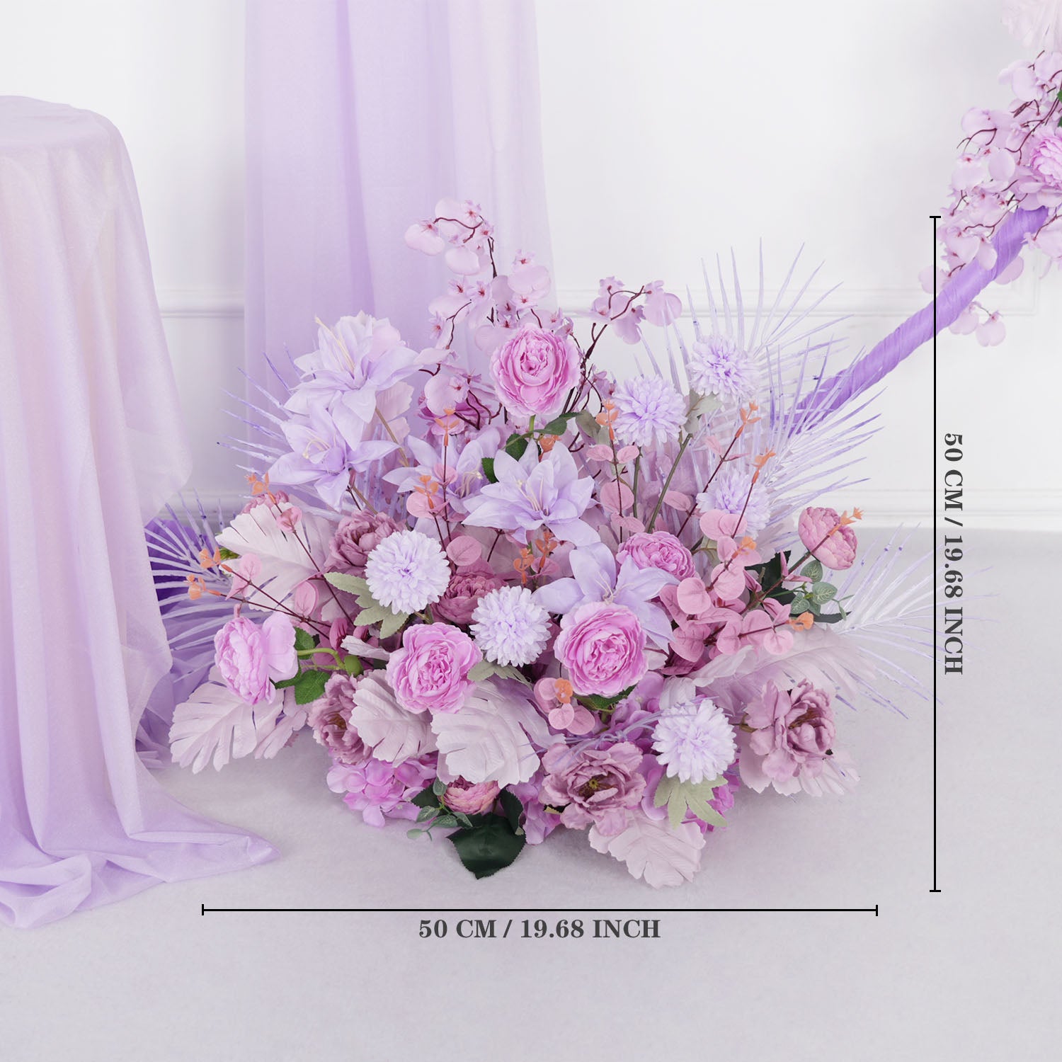 Artificial Purple Wedding KT Backdrop Flower Row Decor