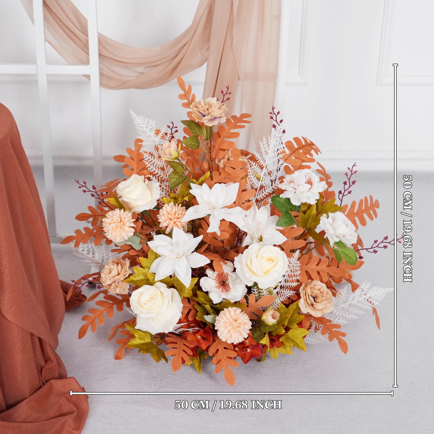 Artificial Orange Wedding KT Backdrop Flower Row Decor