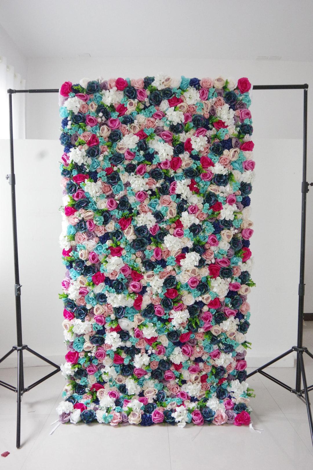 Mixed color simulation of roses and hydrangeas for the wedding background of a wall party