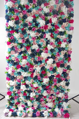 Mixed color simulation of roses and hydrangeas for the wedding background of a wall party