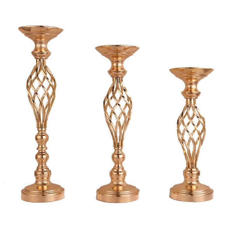 Gold Iron Cross Vase Dining Table Candlestick Decoration