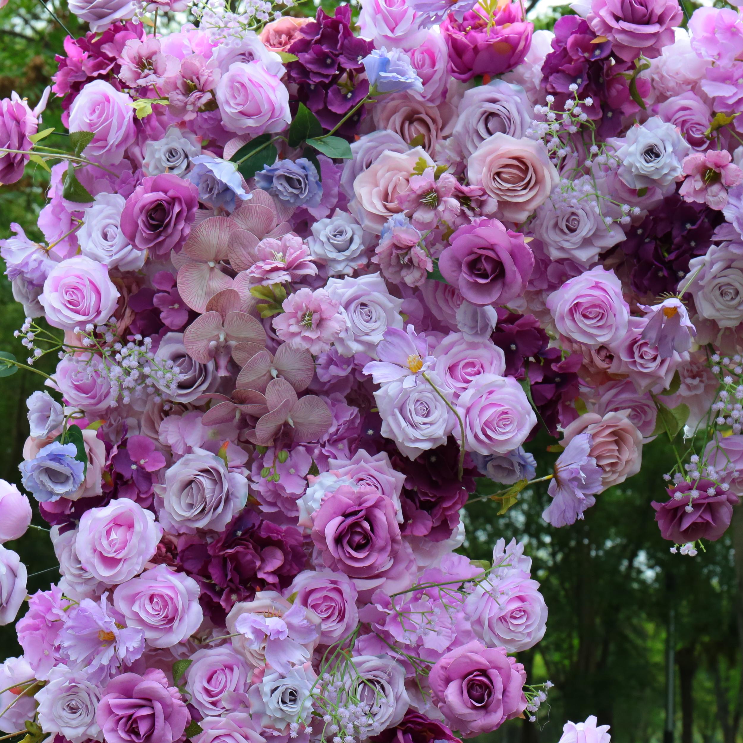 Uflower Purple Rose Floral Square Arch Wedding Party Backdrop Decoration