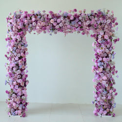 Uflower Purple Rose Floral Square Arch Wedding Party Backdrop Decoration