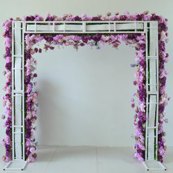 Uflower Purple Rose Floral Square Arch Wedding Party Backdrop Decoration