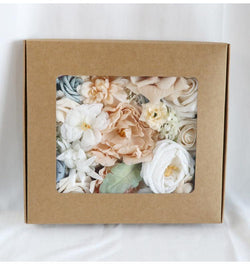 Flower Box Silk Blooming Flowers Milk Tea Color Roses