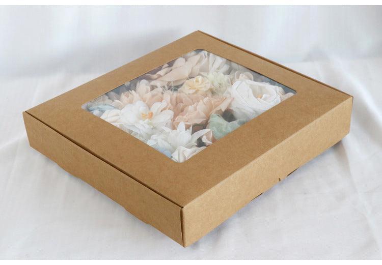 Flower Box Silk Blooming Flowers Milk Tea Color Roses - Uflower