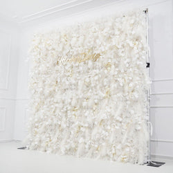 Milky White Luxury 5D Feather Flower Wall 6 picture