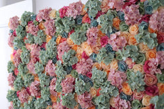 Simulated Green Pink Embroidery Ball Flower Wall Party Wedding Background