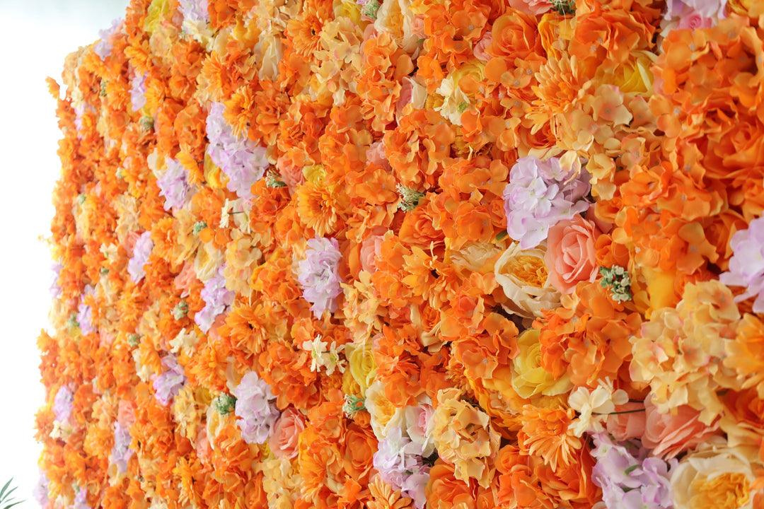 Simulated Orange Rose Hydrangea Flower Wall Party Wedding Background