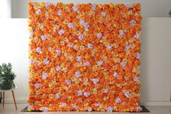 Simulated Orange Rose Hydrangea Flower Wall Party Wedding Background