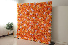 Simulated Orange Rose Hydrangea Flower Wall Party Wedding Background