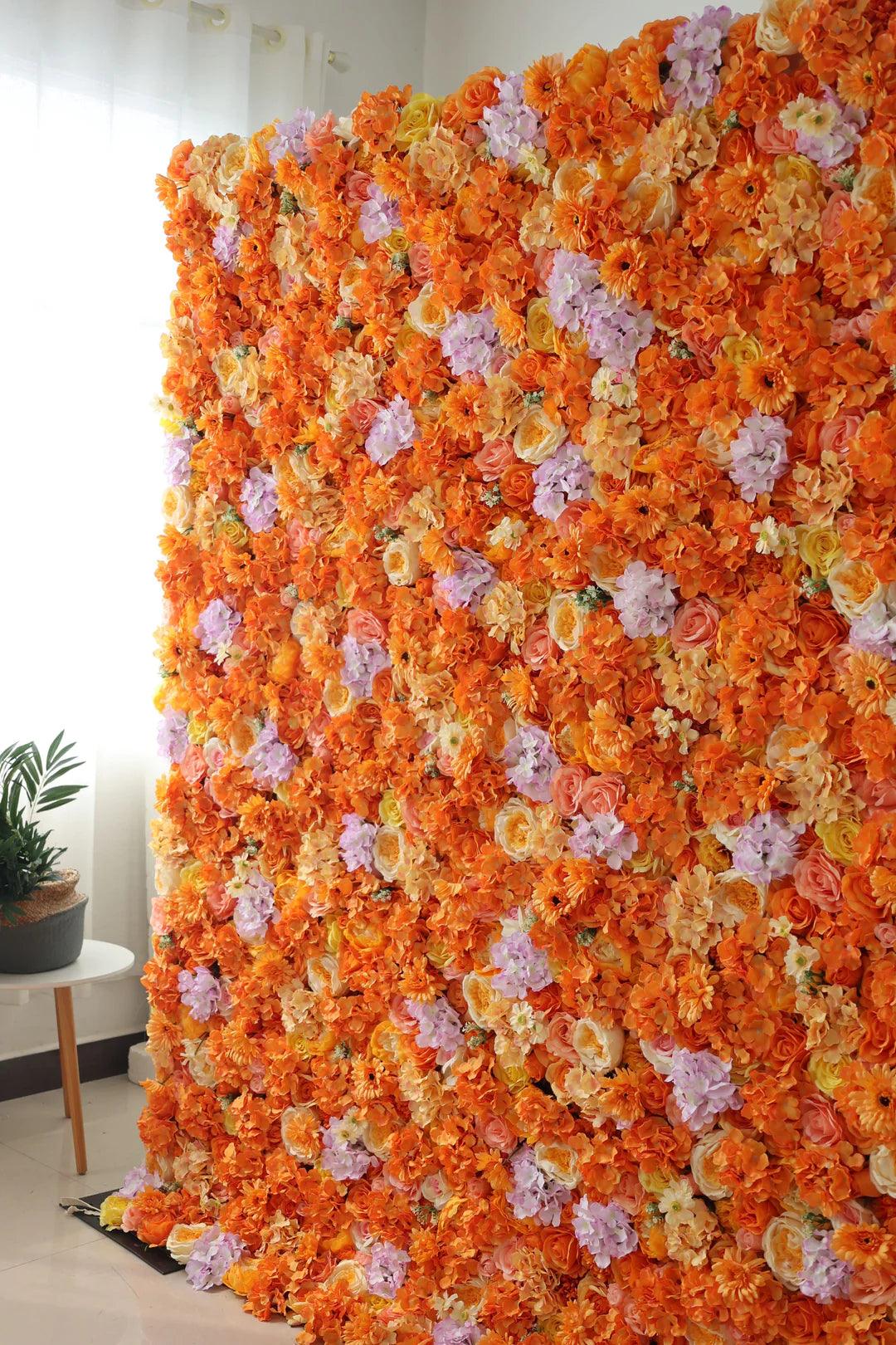 Simulated Orange Rose Hydrangea Flower Wall Party Wedding Background