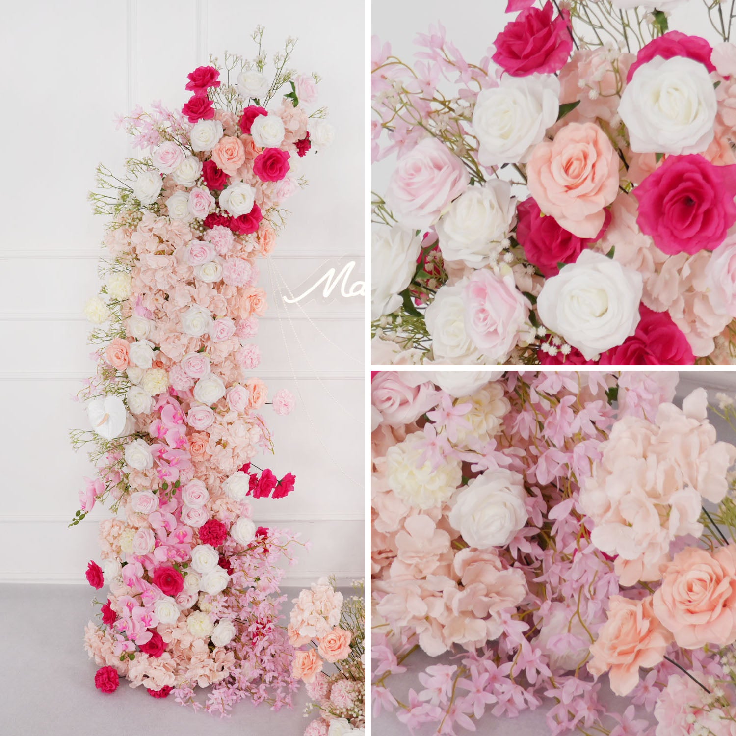 Pink And White Crocus Roses Flower Arrangement Wedding Decorations 3 picture