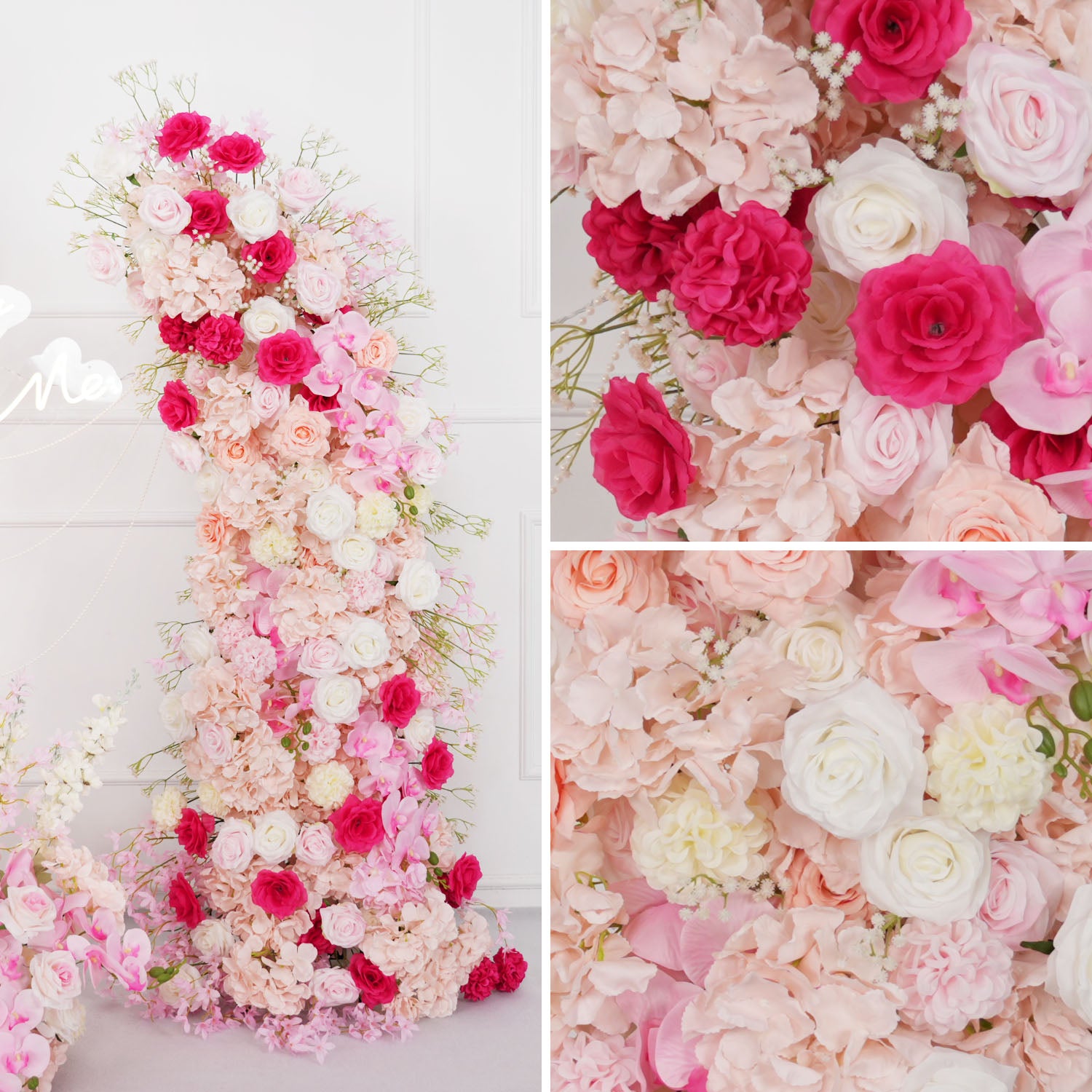 Pink And White Crocus Roses Flower Arrangement Wedding Decorations 6 picture