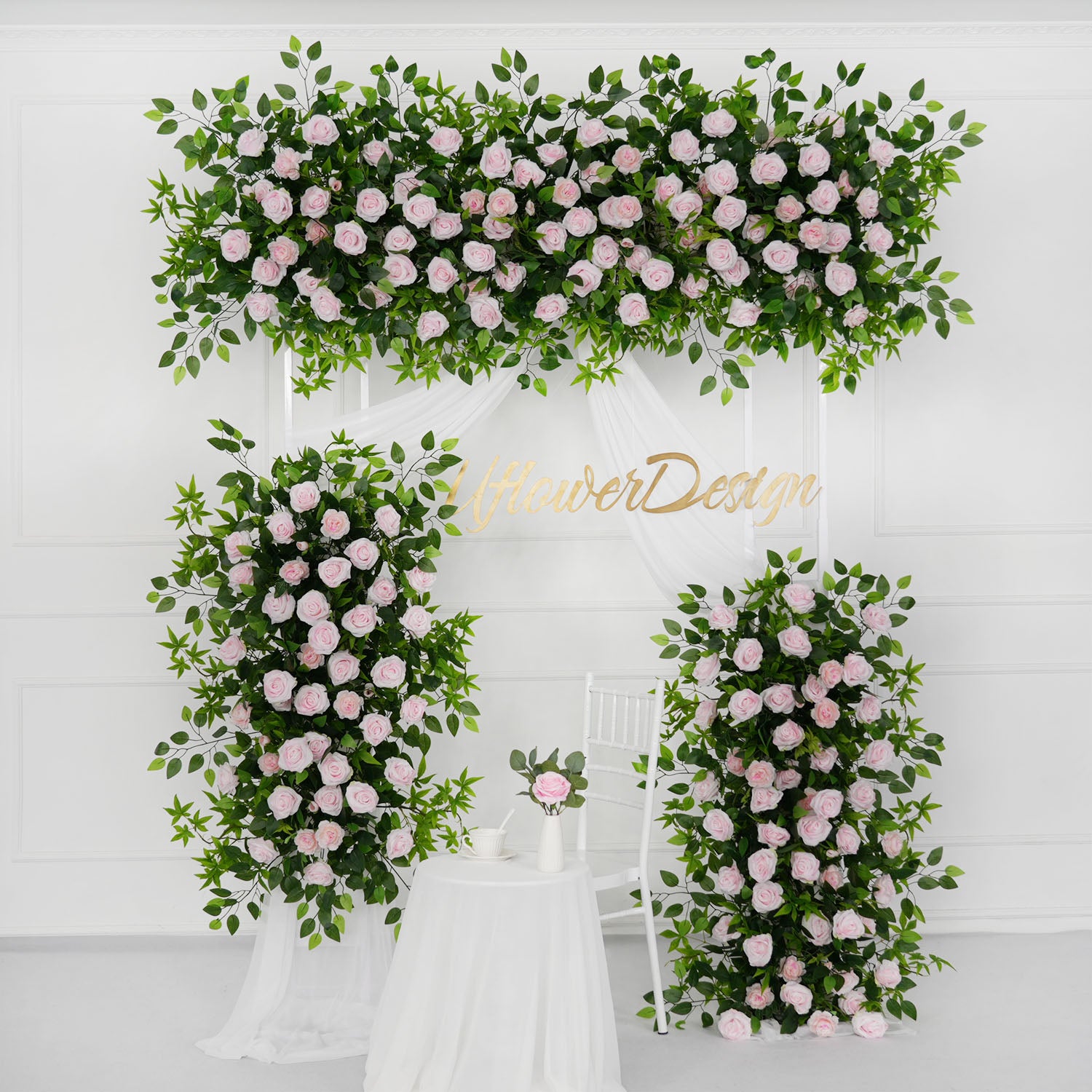 Pink Faux Flower Wall Backdrop Flower Row Decortion picture 1