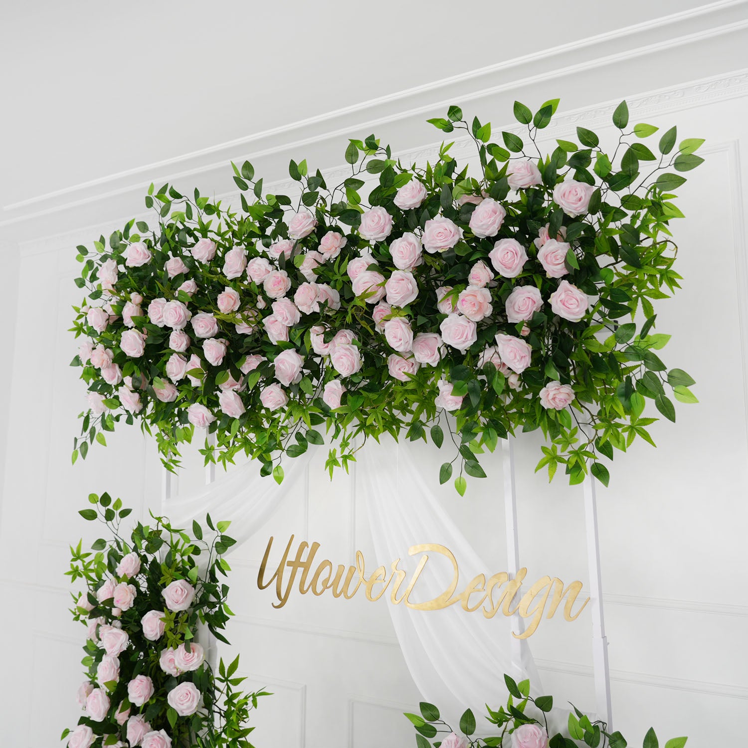 Pink Faux Flower Wall Backdrop Flower Row Decortion picture 10