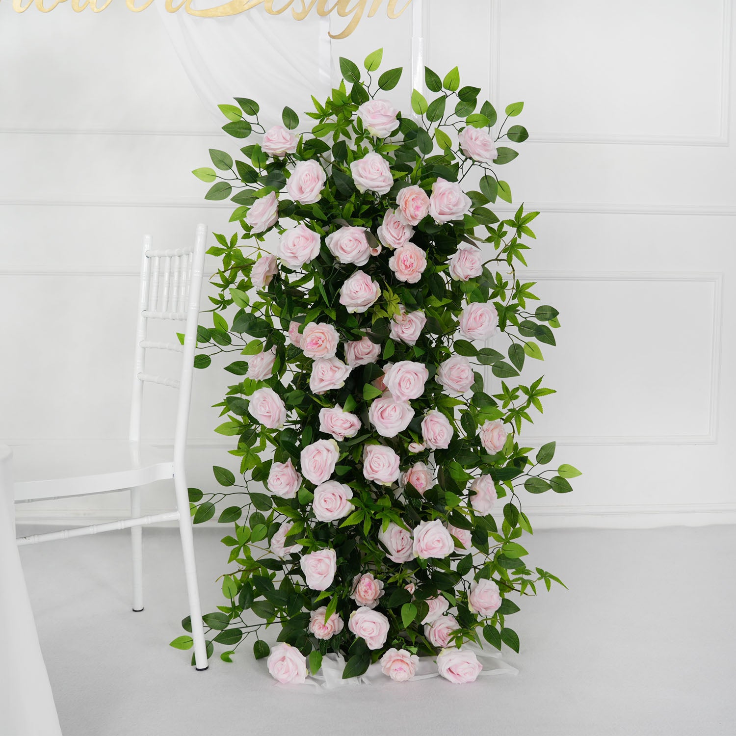 Pink Faux Flower Wall Backdrop Flower Row Decortion picture 11