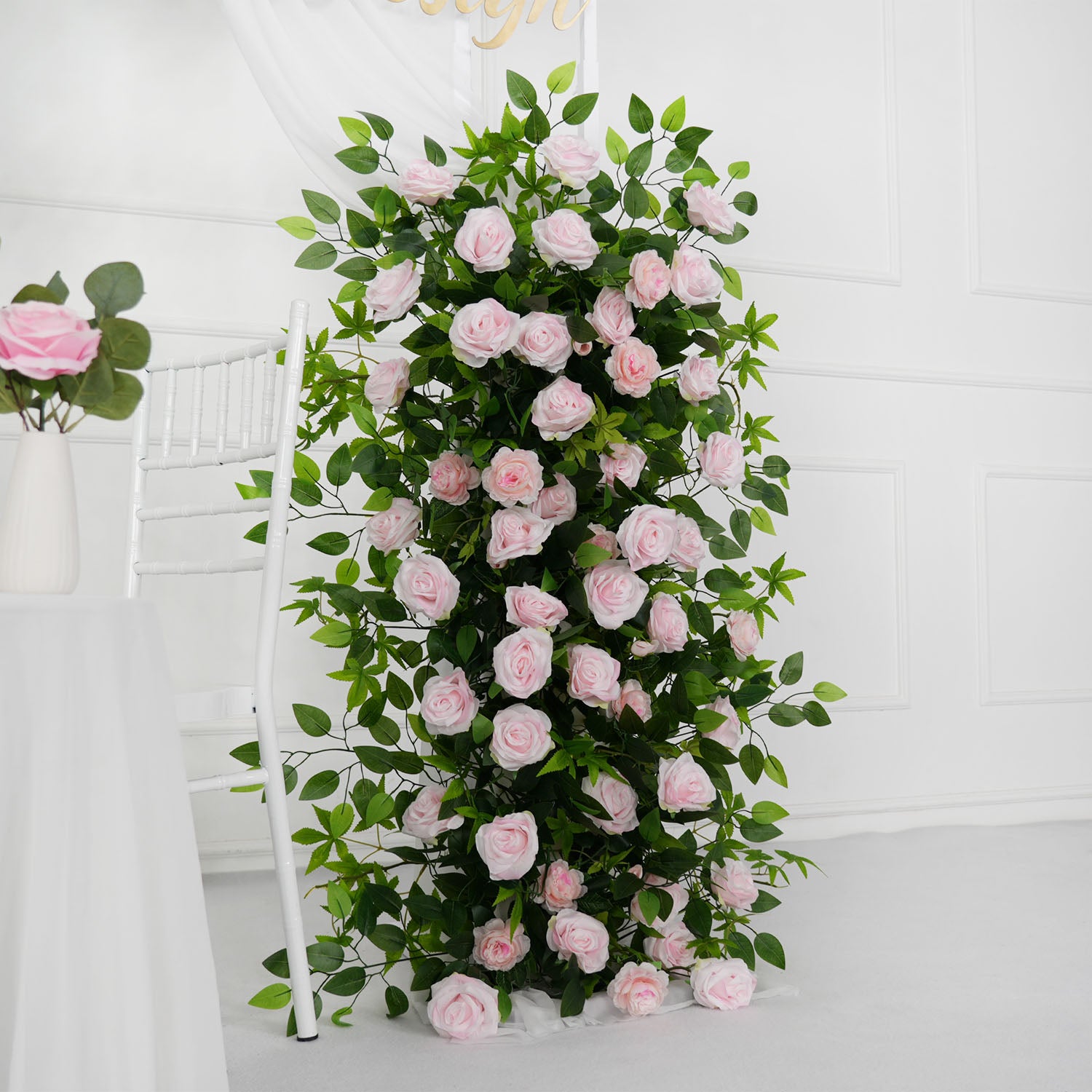 Pink Faux Flower Wall Backdrop Flower Row Decortion picture 13