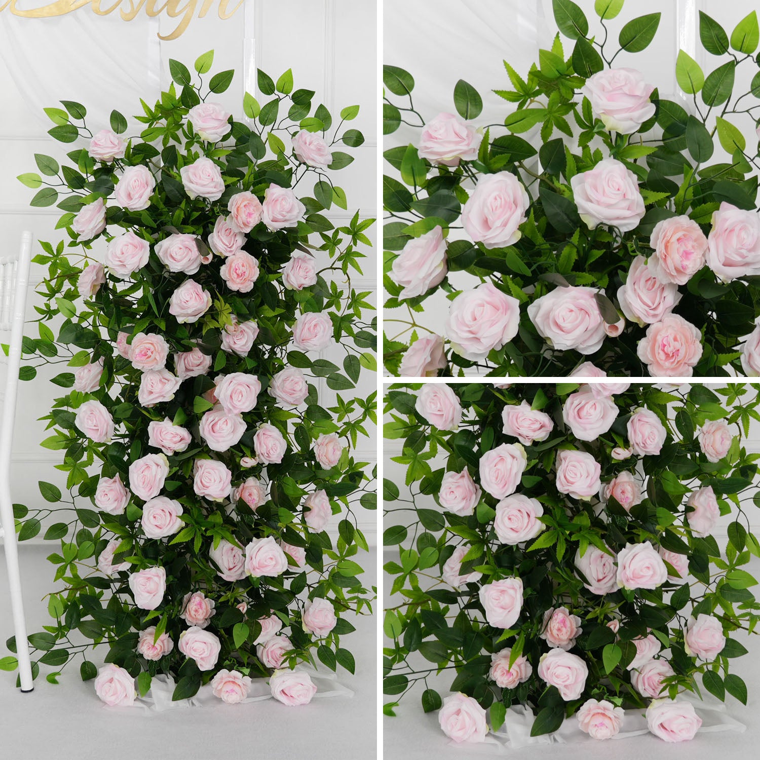 Pink Faux Flower Wall Backdrop Flower Row Decortion picture 15