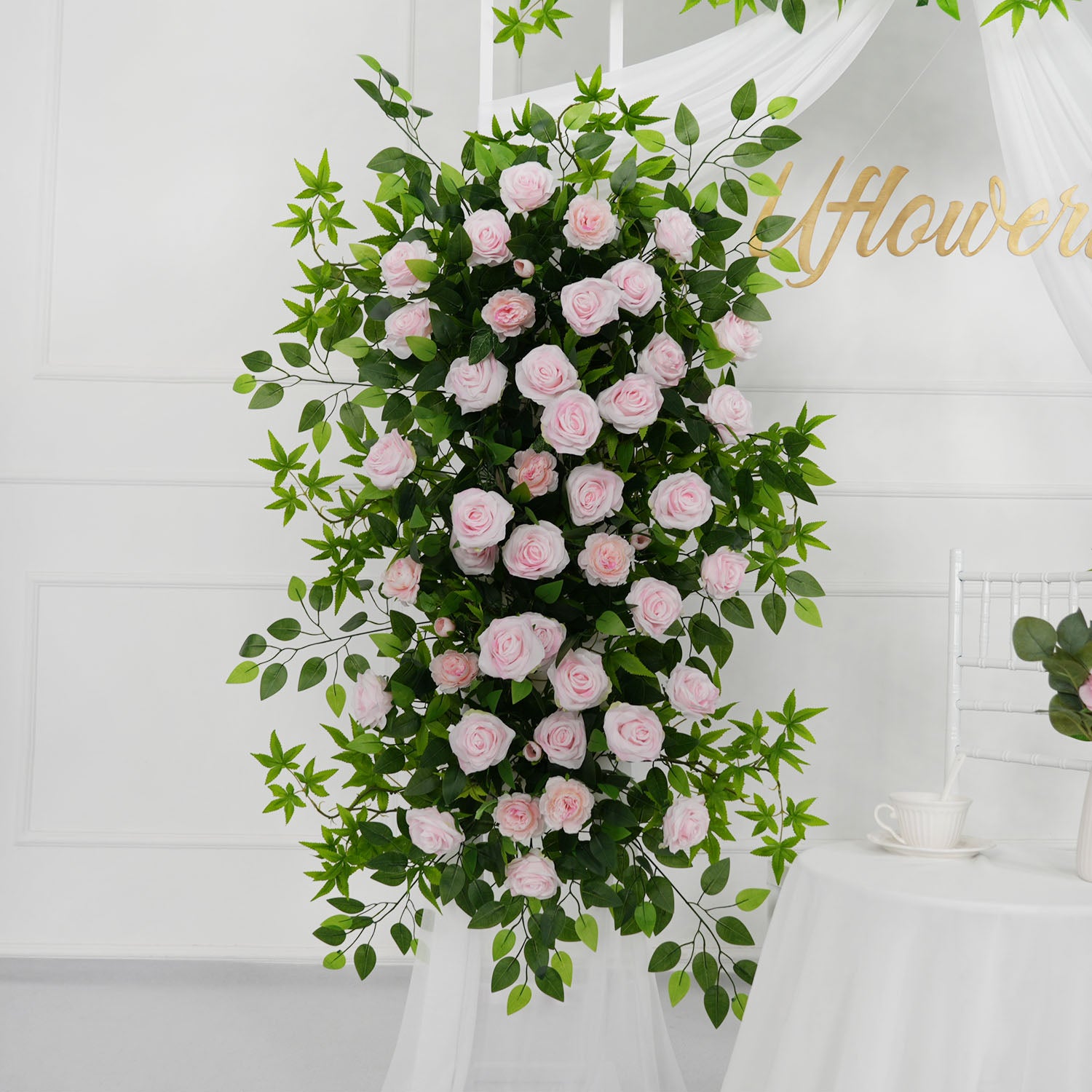 Pink Faux Flower Wall Backdrop Flower Row Decortion picture 16