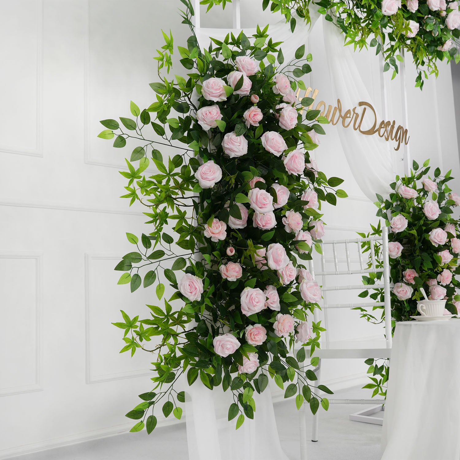 Pink Faux Flower Wall Backdrop Flower Row Decortion picture 18