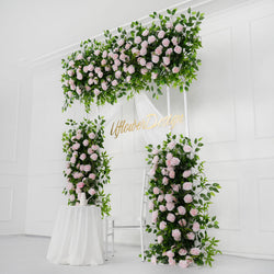 Pink Faux Flower Wall Backdrop Flower Row Decortion picture 3