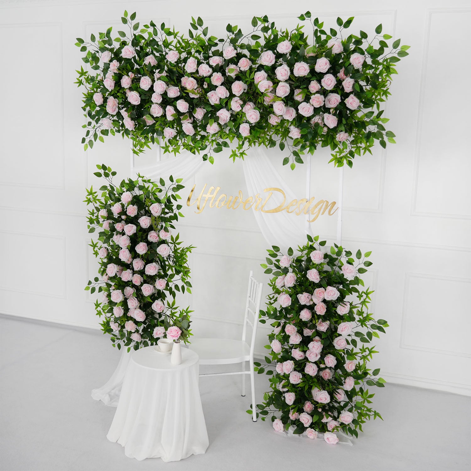 Pink Faux Flower Wall Backdrop Flower Row Decortion picture 4