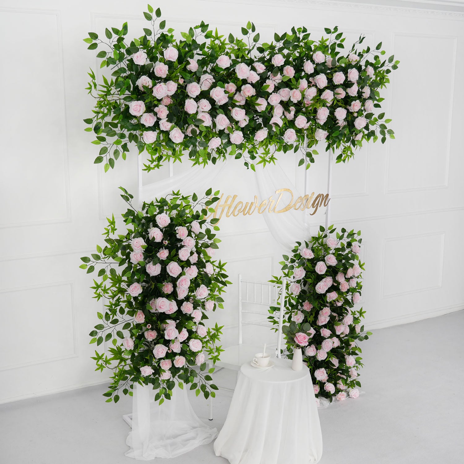 Pink Faux Flower Wall Backdrop Flower Row Decortion picture 6