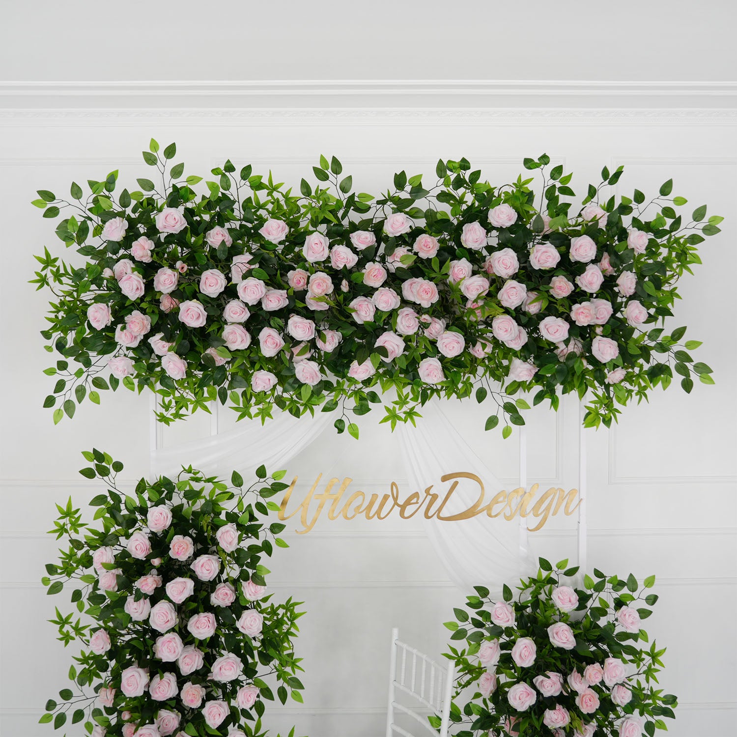 Pink Faux Flower Wall Backdrop Flower Row Decortion picture 7