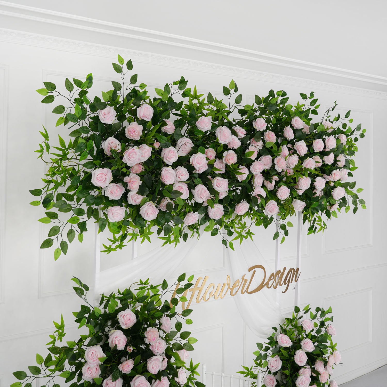 Pink Faux Flower Wall Backdrop Flower Row Decortion picture 9