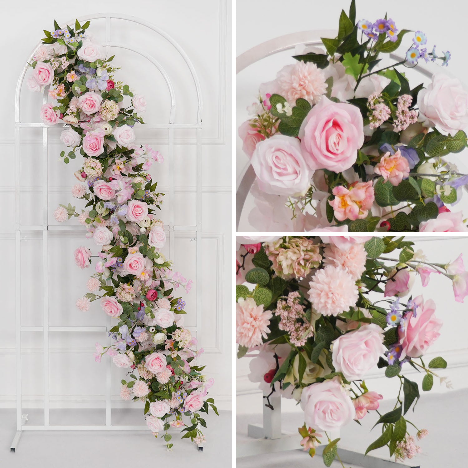 Pink Rose Wedding Horn Arch Backdrop Decor Figure 14