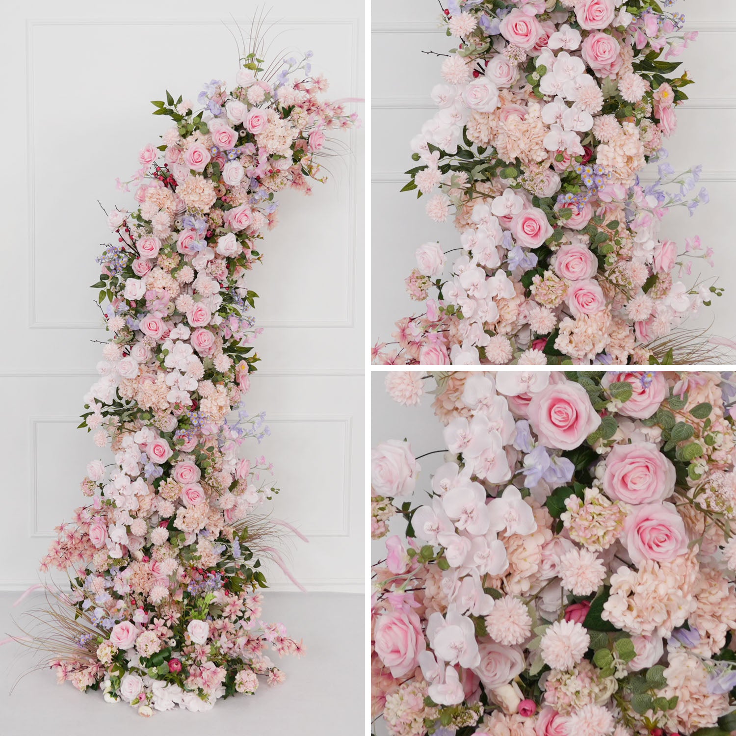 Pink Rose Wedding Horn Arch Backdrop Decor Figure 9