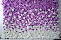 Purple Rose Gradient Fabric Flower Wall Wedding Background Party Activity Props