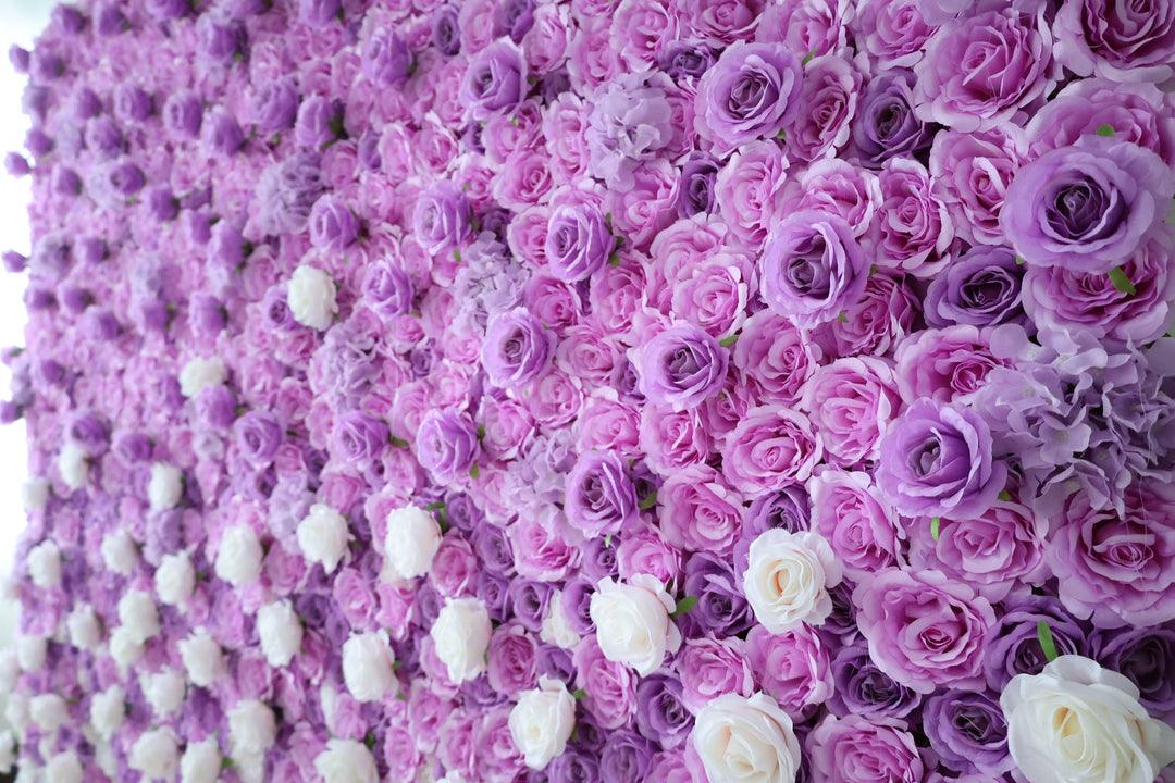 Purple Rose Gradient Fabric Flower Wall Wedding Background Party Activity Props