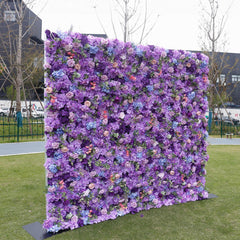 Flower Wall Purple Rose  Rolling Up Curtain Floral Backdrop Wedding Party Proposal Decor