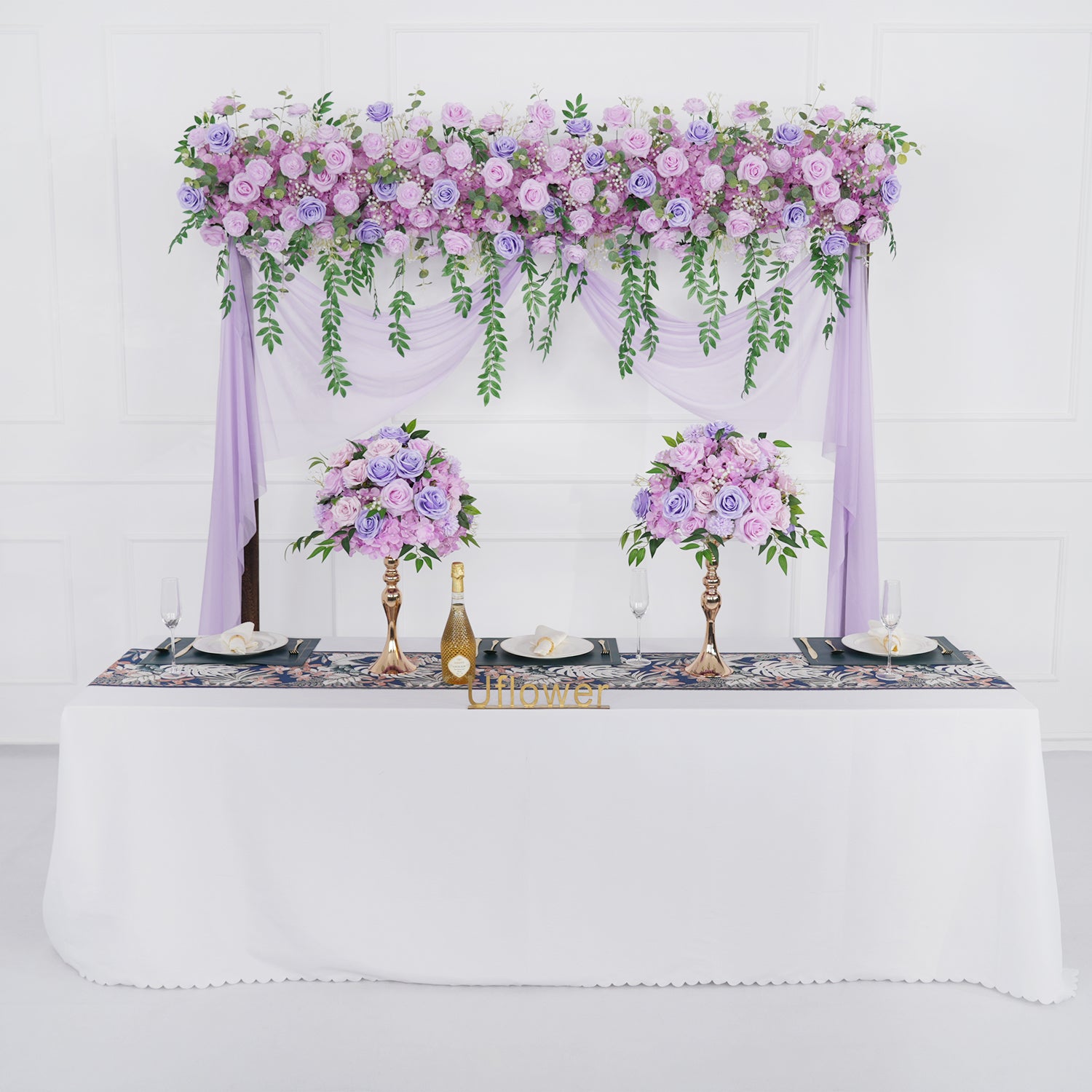 Purple Rose Backdrop Flower Row Wedding Decor picture 4
