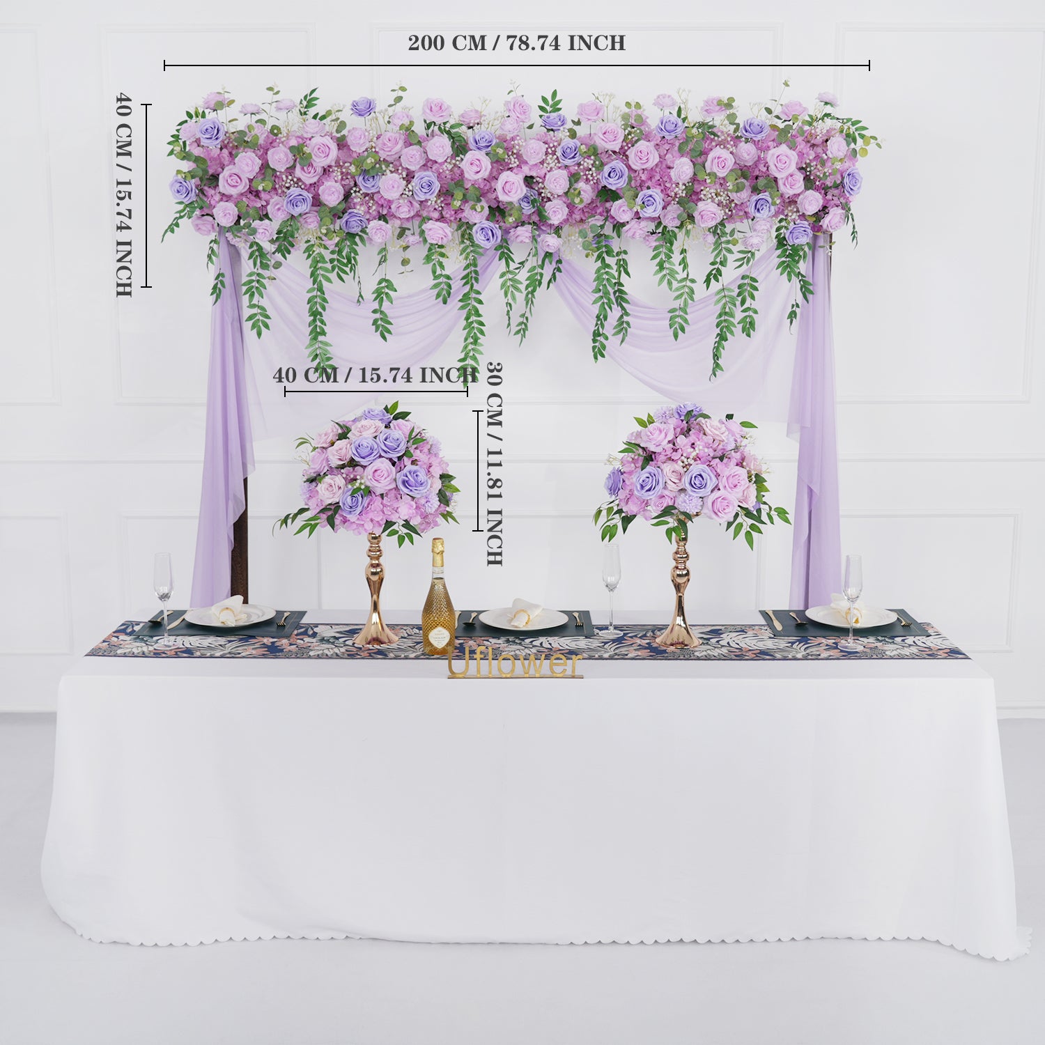 Purple Rose Backdrop Flower Row Wedding Decor picture 5