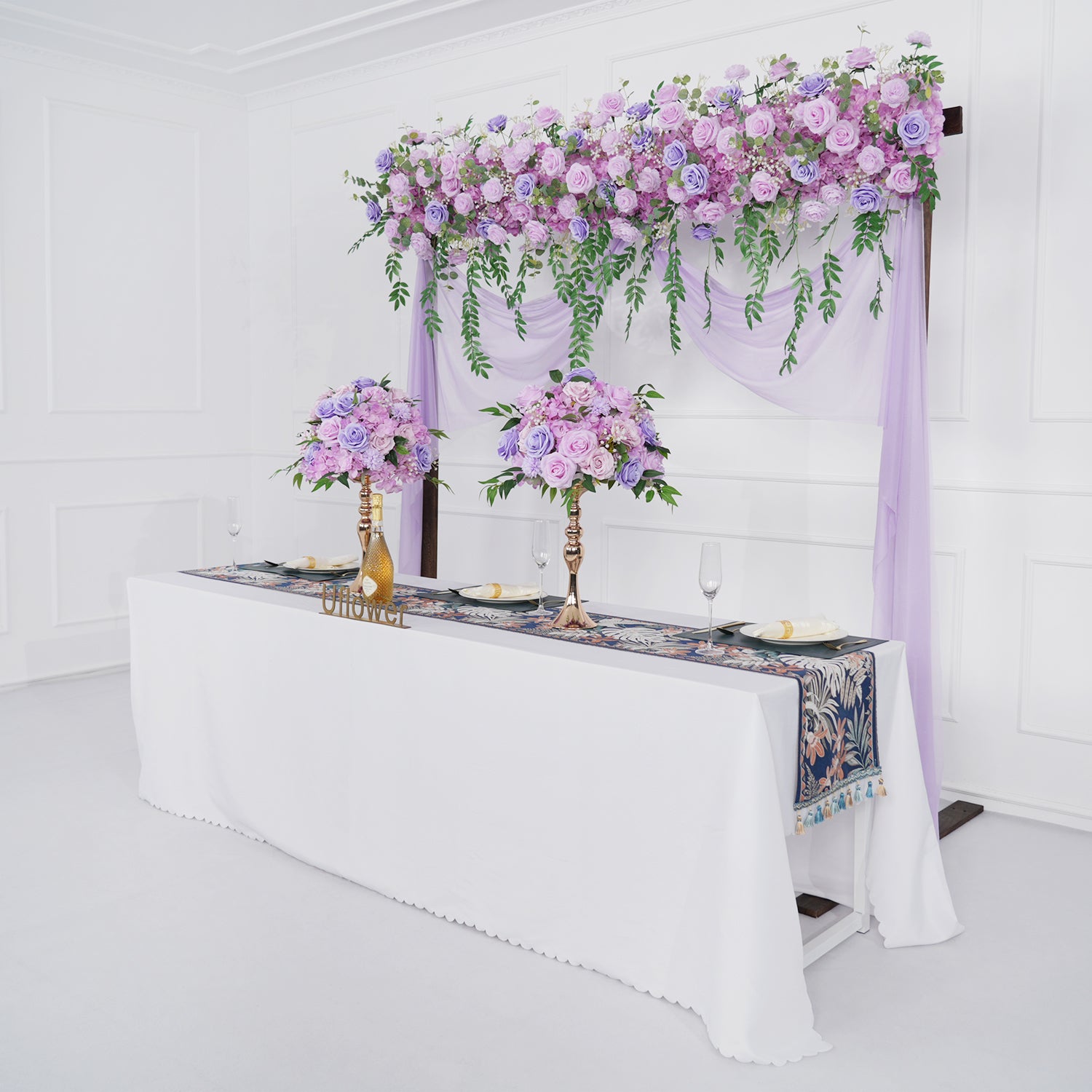Purple Rose Backdrop Flower Row Wedding Decor picture 6