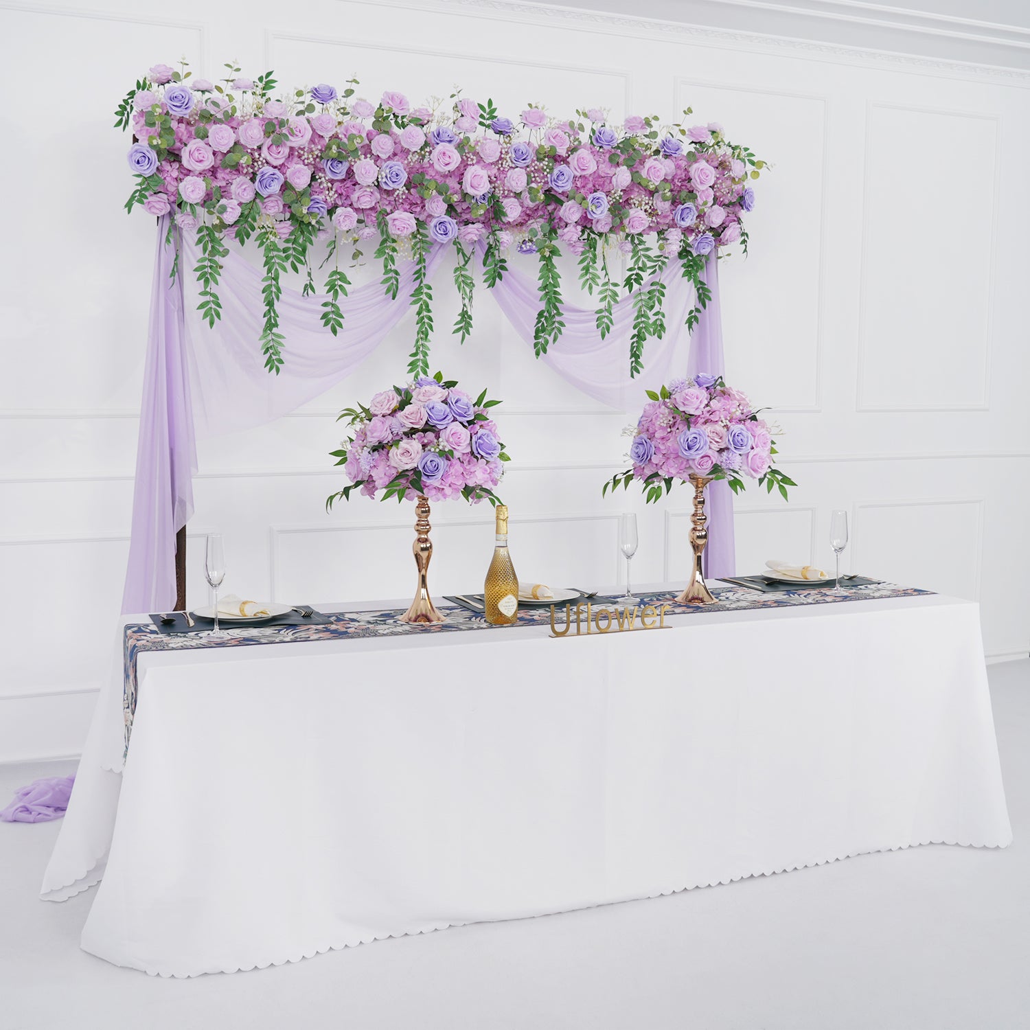 Purple Rose Backdrop Flower Row Wedding Decor picture 7