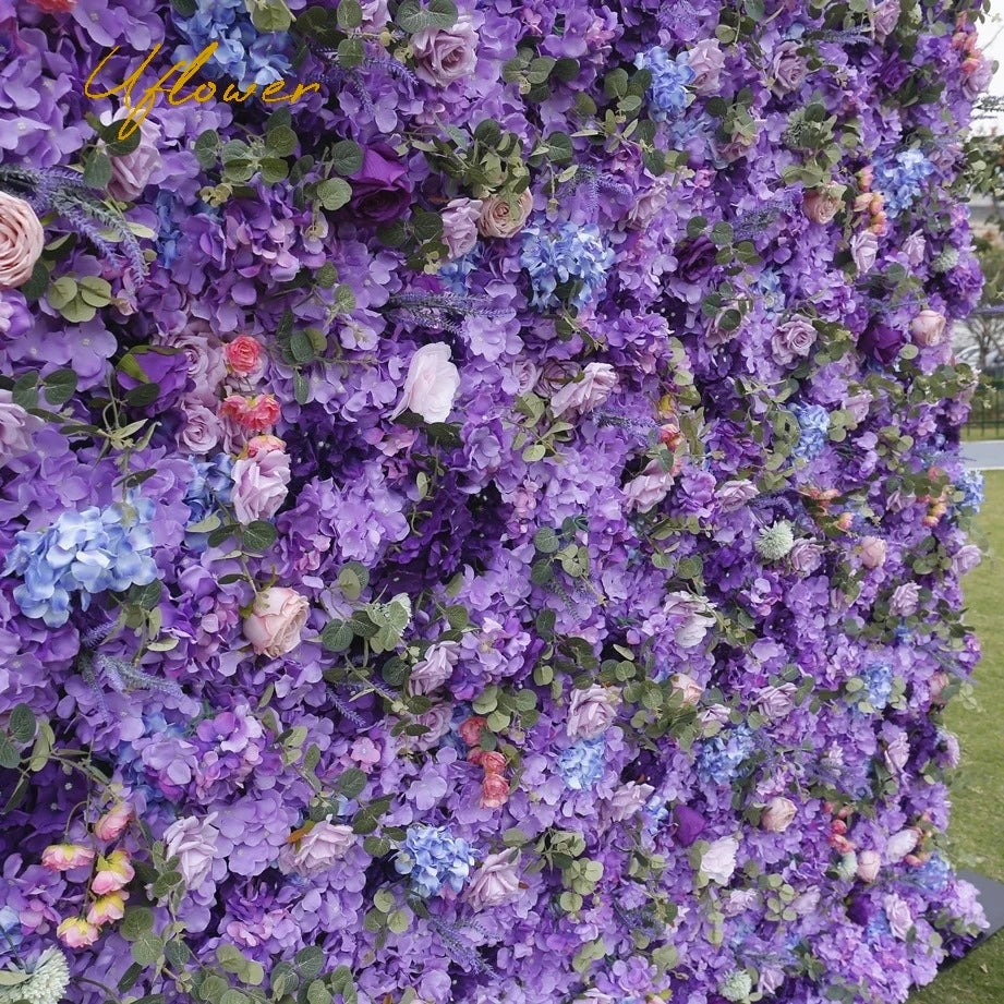 Purple Roses 5D Hydrangea Artificial Flower Wall