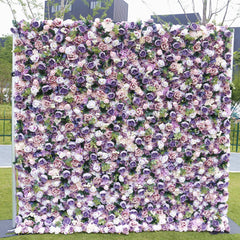 Wedding Purple Rose 5D Artificial Flower Wall