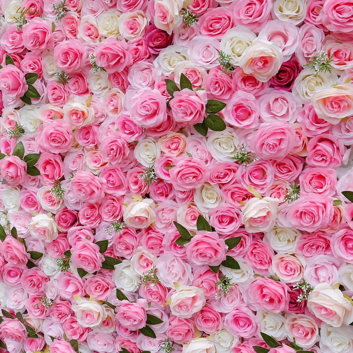 Wedding White Pink Rose 5D Artificial Flower Wall Backdrop