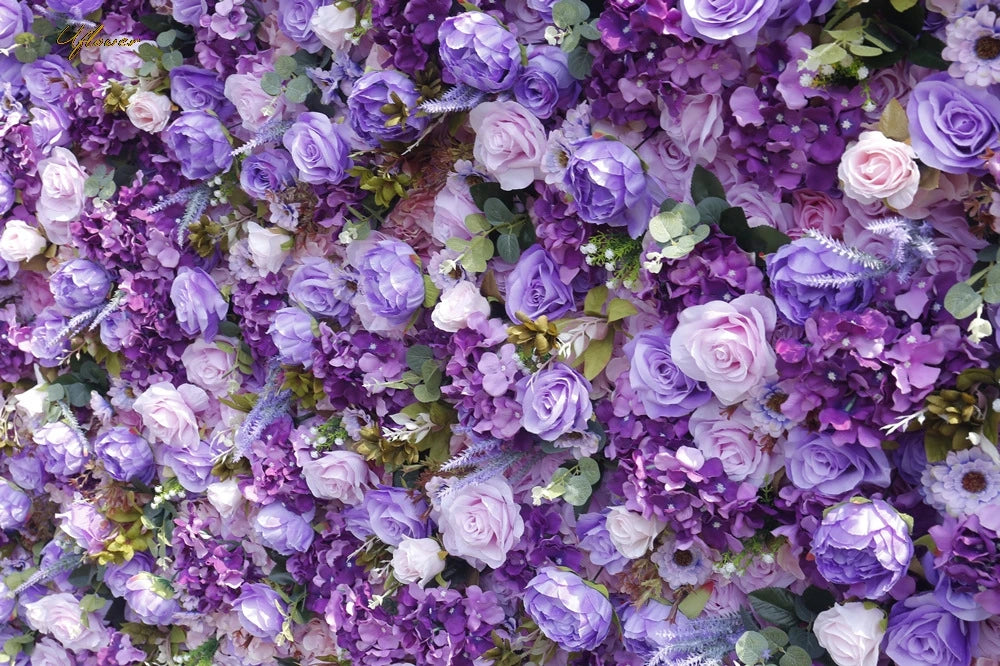 Wedding Purple Rose 5D Artificial Flower Wall Backdrop