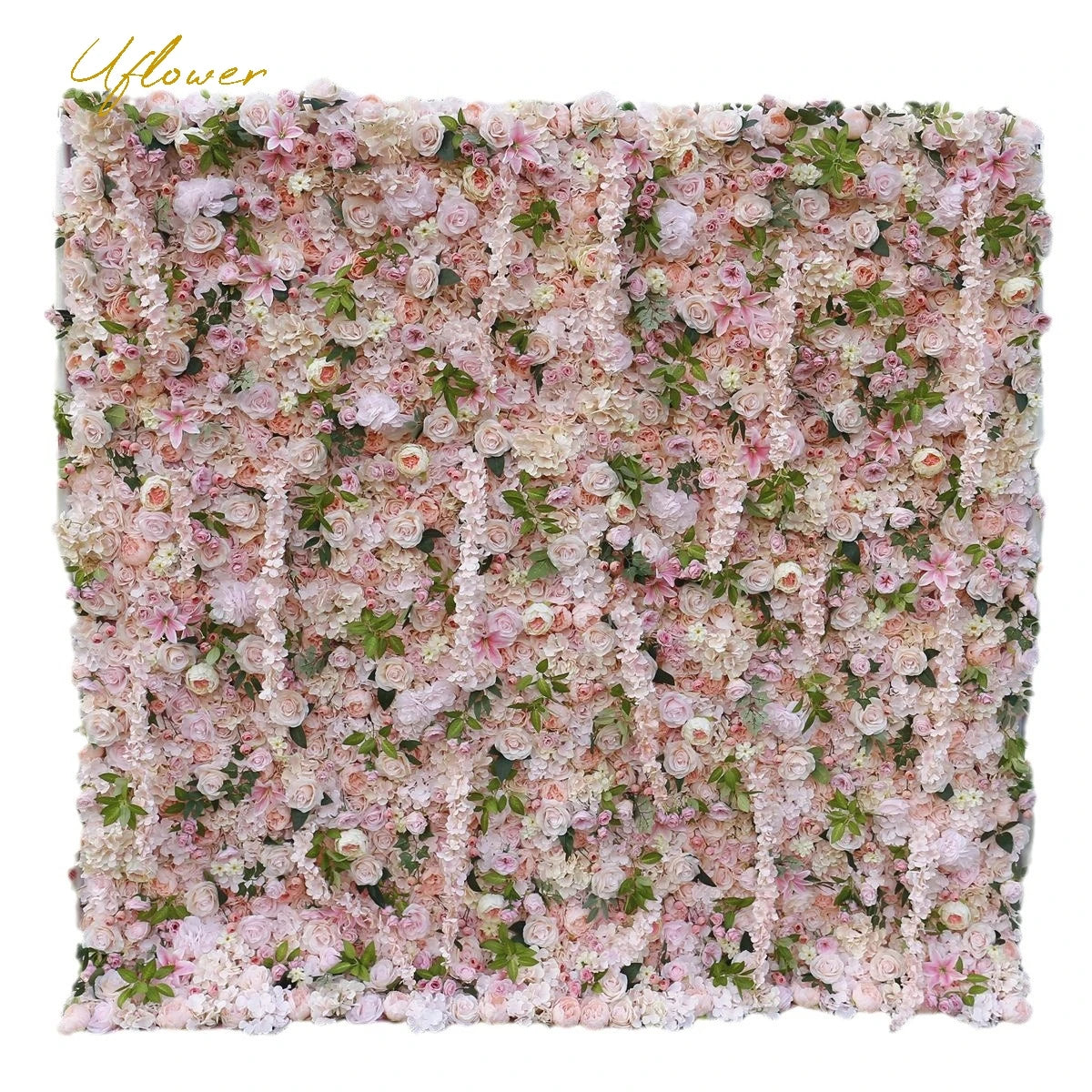 Wedding Green Pink Rose Artificial Flower Wall