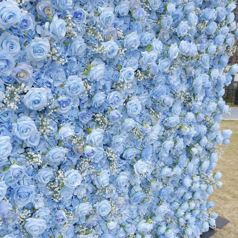 Wedding Blue Baby Breath Rose Artificial Flowers Wall