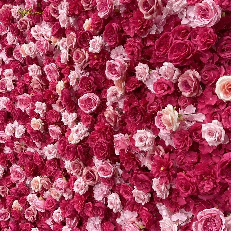 Wedding Pink Red Rose 5D Artificial Flower Wall